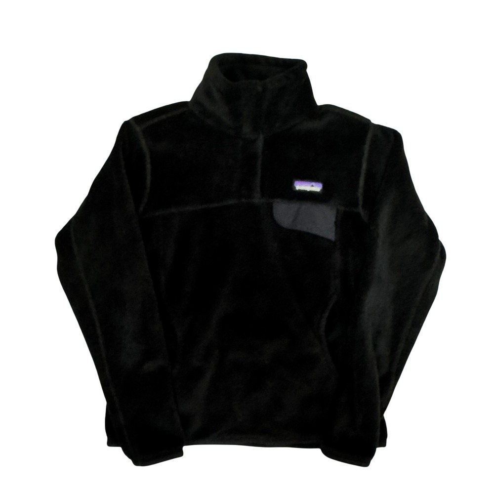 Patagonia Re-Tool Snap-T Pullover Black Polartec Fleece Jacket Women Small